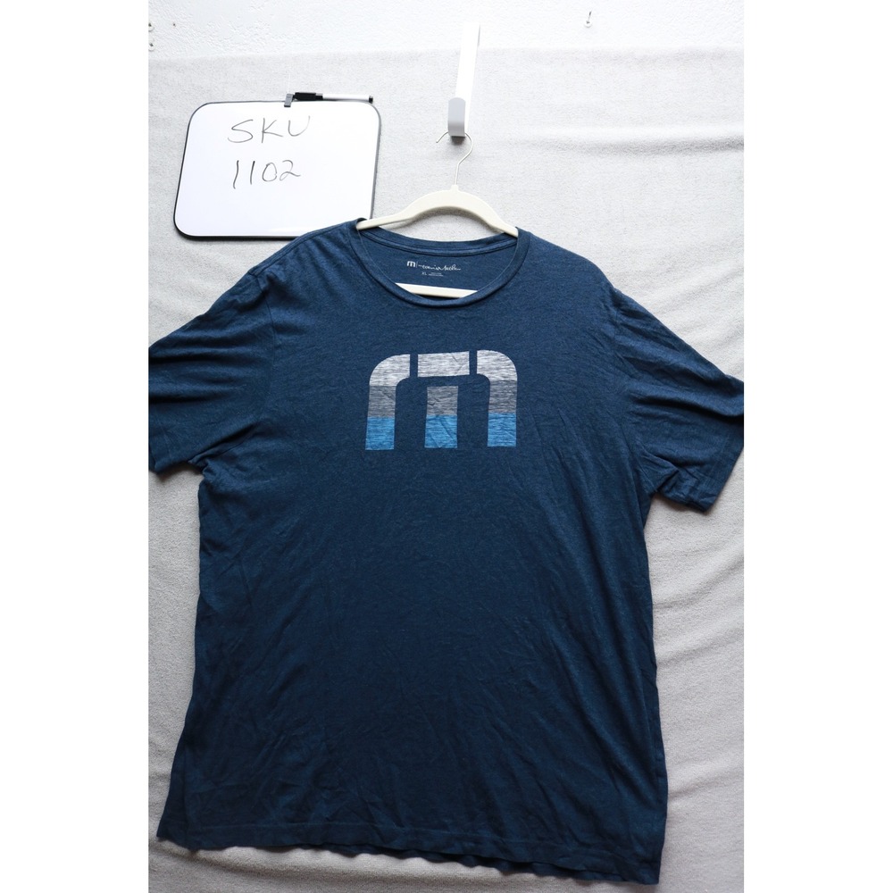 TravisMathew T-Shirt Mens XL Blue Logo Graphic Short Sleeve Crewneck 1102
